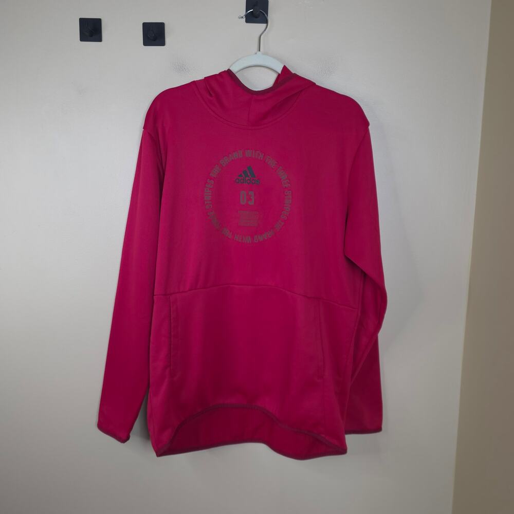 Adidas Climawarm Pullover Team Hoodie Sweatshirt in Red in L